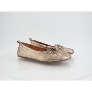Gentle Souls Marilyn Ballet Flats Womens 8.5 Gold Leather Slip on Bow Shoes